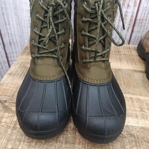 Green and Black Lace-Up Boots